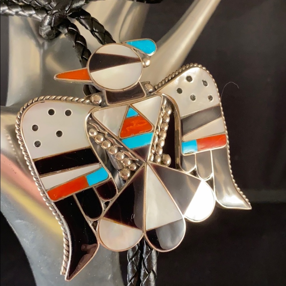Zuni inlayed Thunderbird bolo by Shack